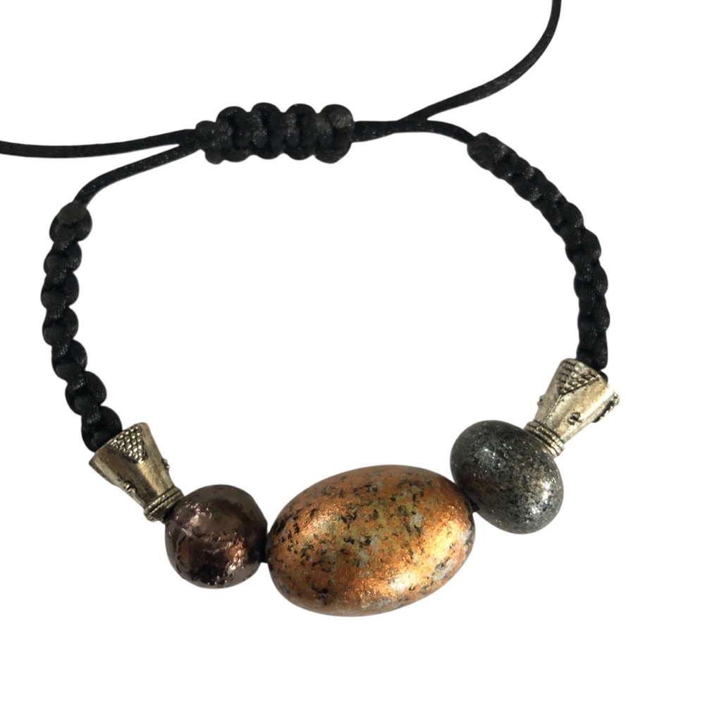Black and Gold Adjustable Macramé Bracelet